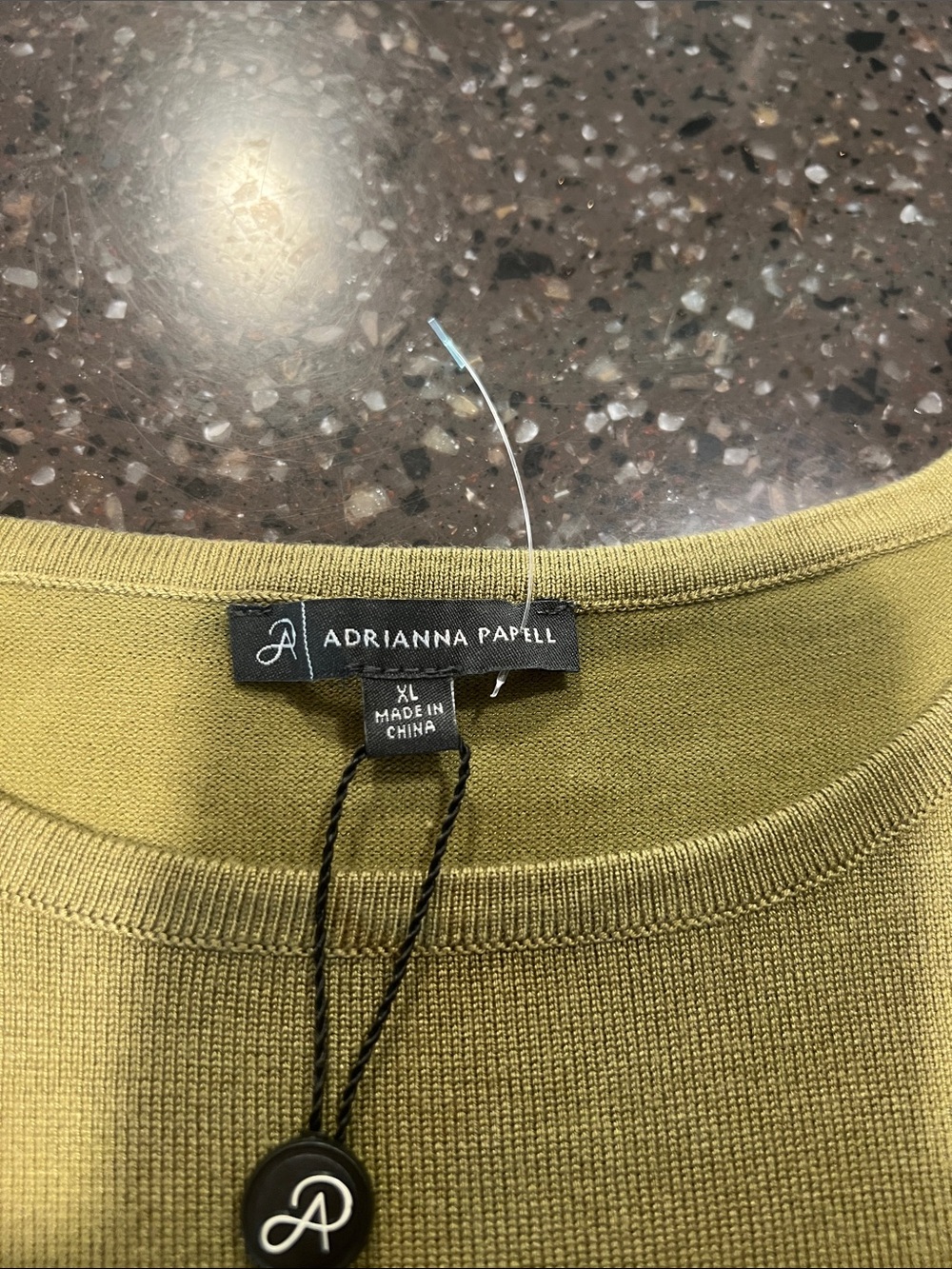 Adrianna Papell Light Olive Puff-Sleeve Knit Top - Picture 2 of 3